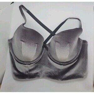 Victoria's Secret Shine Push-Up Bra Gray Glitter Velvet 38D New no tag
